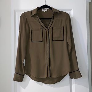 Army green EXPRESS button-up dress shirt. XS. Worn, no stains no holes no marks.